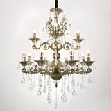 Candelabru Sanssouci Royal 12Xe14 Metal Si Cristal Inaltime Reglabila Alama Antichizata - vivimall.ro