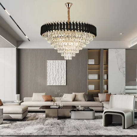 Candelabru Cristal Versailles Supremo 10Xe14, Diametru 80Cm, Lucios Si Negru - vivimall.ro