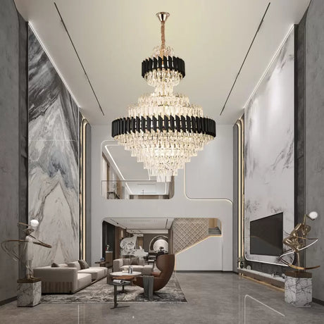 Candelabru Cristal Versailles Supremo Reale 20Xe27, Diametru 80Cm X Inaltime 110Cm, Lucios Si Negru - vivimall.ro