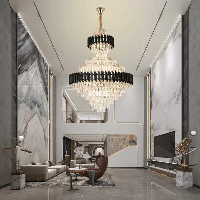 Candelabru Cristal Versailles Supremo Reale 20Xe27, Diametru 80Cm X Inaltime 110Cm, Lucios Si Negru - vivimall.ro