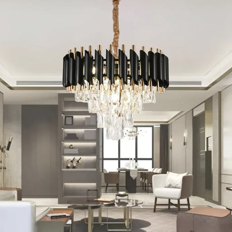 Candelabru Cristal Versailles Nobile 4Xe14, Diametru 40Cm, Lucios Si Negru - vivimall.ro