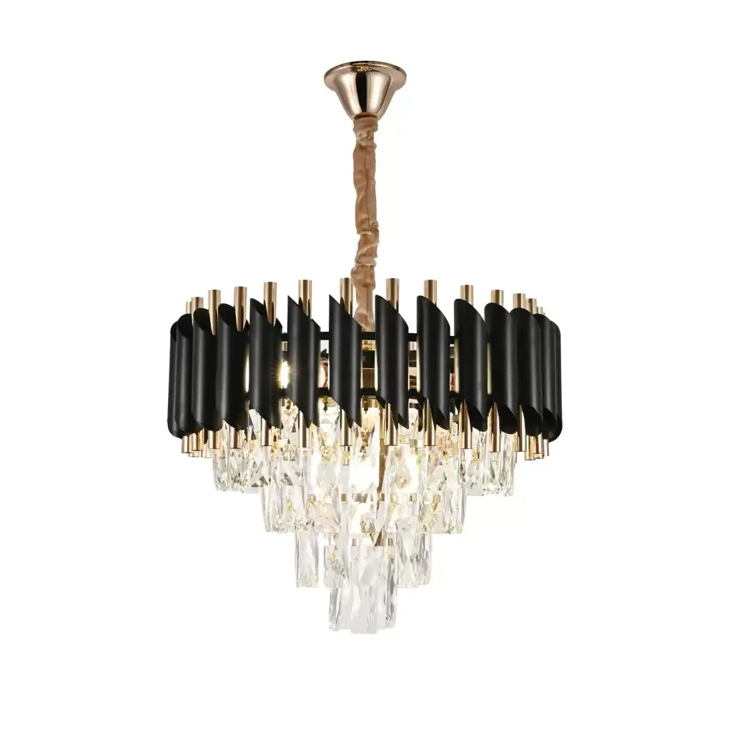 Candelabru Cristal Versailles Nobile 4Xe14, Diametru 40Cm, Lucios Si Negru - vivimall.ro