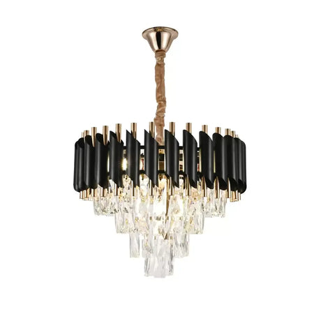 Candelabru Cristal Versailles Nobile 4Xe14, Diametru 40Cm, Lucios Si Negru - vivimall.ro