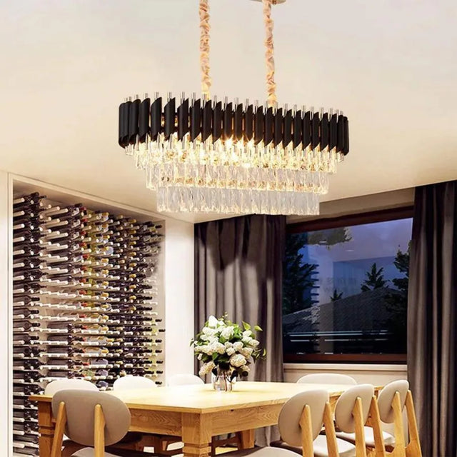 Candelabru Cristal Versailles Regalis 10X E14, Diametru 80Cm, Lucios Si Negru - vivimall.ro