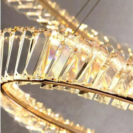 Lustra Led Suspendata Cu Telecomanda Si Cristal Cairo, 1 Cerc, Lumina Rece/Calda/Neutra, Dimabila, Lucios - vivimall.ro