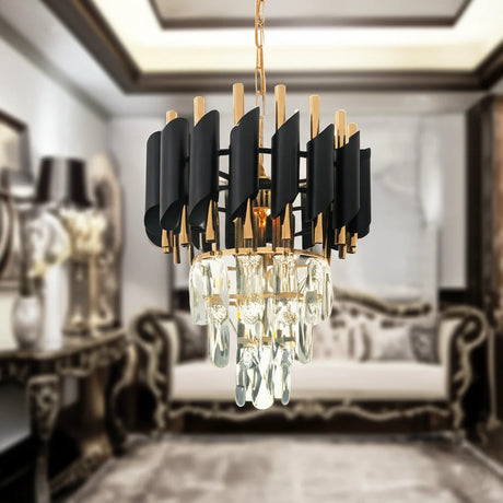 Candelabru Cristal Versailles Petito 3Xe14, Diametru 30Cm, Lucios Si Negru - vivimall.ro
