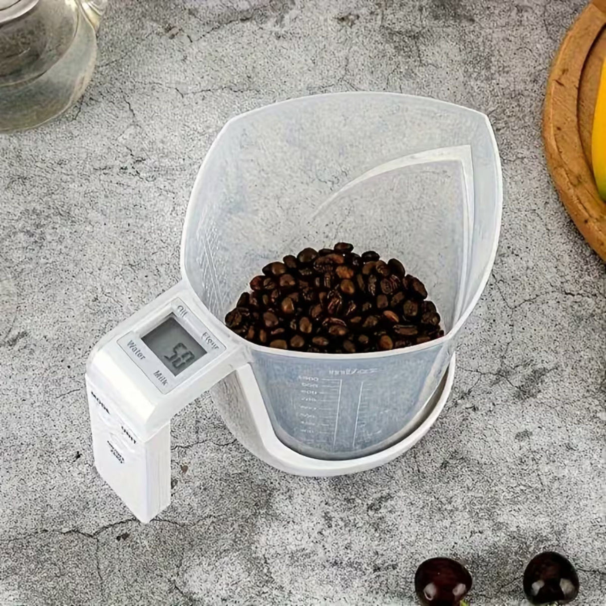 Cantar de Bucatarie 2 in 1, Flippy, Model Electronic, Tip Cana Gradata cu Masurare, pentru Lichide si Solide, Display Automat, 21.5 x 14.3 x 15 cm, Alb - vivimall.ro