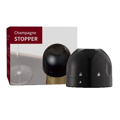 Capac de Etansare a Sticlei de Sampanie, Vivimall, Rotativ, On-Off, Silicon, Reutilizabil, Usor de Depozitat si Folosit, 3.9 x 3.9 x 3.3 cm, Negru