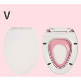 Capac De Toaleta Cu Reductie 3 In 1, Pentru Copii +3 Ani Si Adulti, Coborare Lenta Si Silentioasa, Instalare Usoara, Din Pp5, In Forma De V, Alb/Roz - vivimall.ro