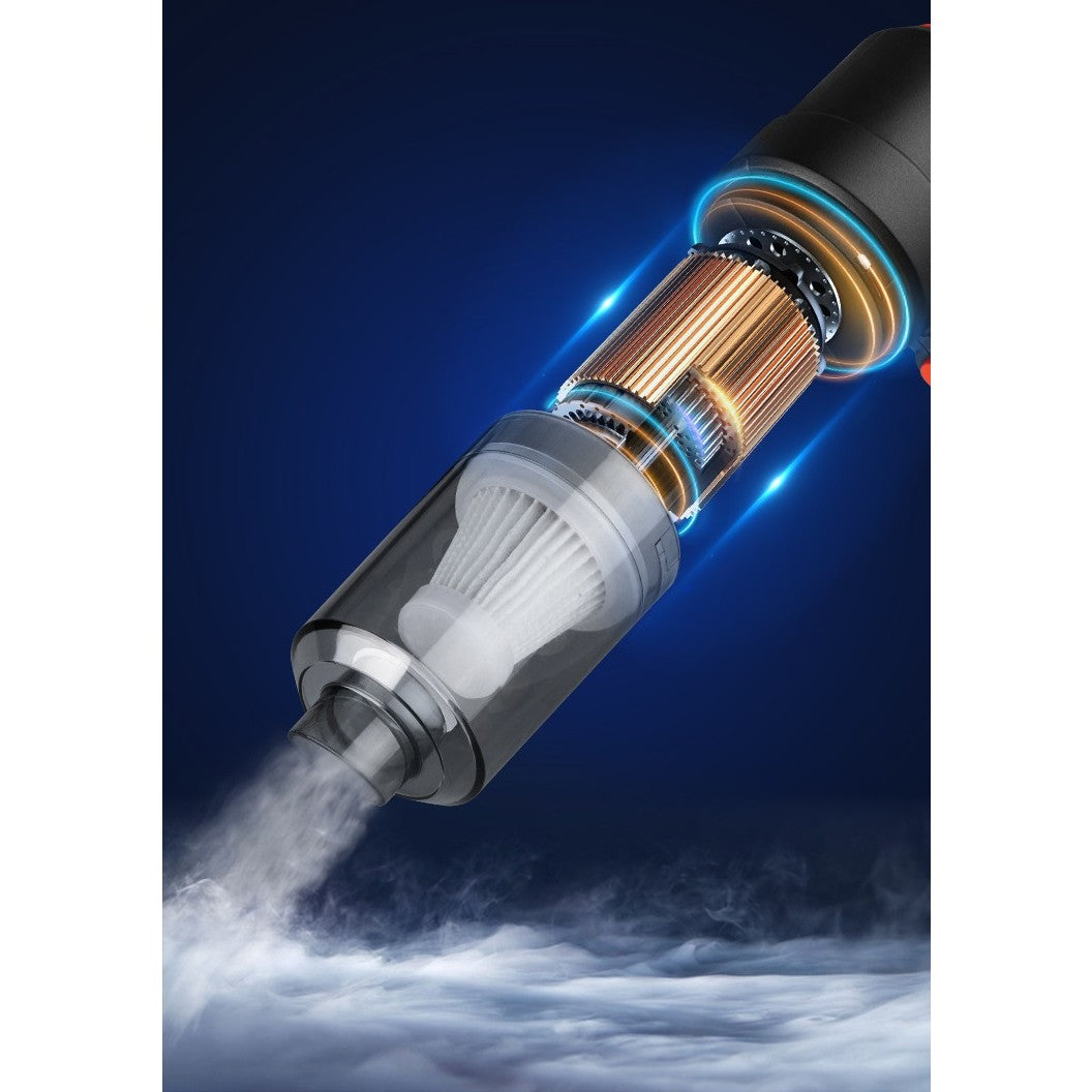 Aspirator Portabil Fara Fir, Tip Pistol 2 In 1, Suflare Si Aspirare, Incarcare Usb, Pentru Casa Si Masina, Autonomie 30 Min - vivimall.ro