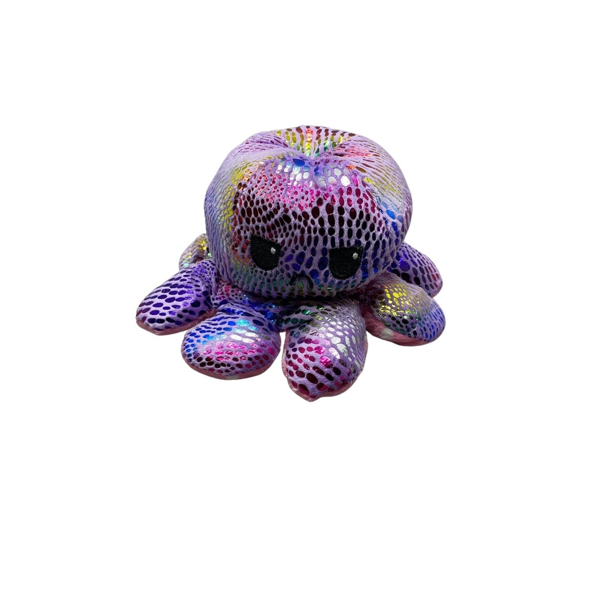 Caracatita Reversibila Din Plus Cu Fata Fericita Si Fata Trista, Cu Bulinute, Imprimeu Stralucitor Colorat