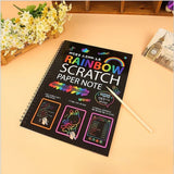 Caiet cu Foi de Hartie de Razuit, Flippy, cu Un Stilou din Bambus, pentru Desen, Curcubeu, 19 x 26 cm, Negru