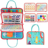 Carte Senzoriala Educativa Montessori, Vivimall, cu Activitati, Dezvoltare Abilitati Motorii, 4 Pagini, Model Spatiu Cosmic, 28x22x7 cm, Albastru