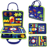 Carte Senzoriala Educativa Montessori, Dezvoltare Abilitati Motorii, 3 Pagini, Model Alfabet, 28X25X4 Cm, Albastru - vivimall.ro