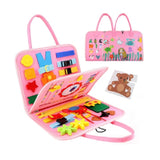 Carte Senzoriala Educativa Montessori, Dezvoltare Abilitati Motorii, 3 Pagini, Model Sirena Si Alfabet, 28X25X4 Cm, Roz - vivimall.ro