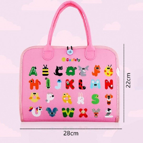 Carte Senzoriala Educativa Montessori, Dezvoltare Abilitati Motorii, 3 Pagini, Model Sirena Si Alfabet, 28X25X4 Cm, Roz - vivimall.ro