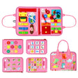 Carte Senzoriala Educativa Montessori 7In1, 26 De Activitati, Dezvoltare Abilitati Motorii, 4 Pagini, Model Dinozauri, 28X22X7 Cm, Roz - vivimall.ro