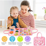 Carte Senzoriala Educativa Montessori, Vivimall, Dezvoltare Abilitati Motorii, 5 Pagini, Model Unicorni, 28x22x7 cm, Roz - vivimall.ro