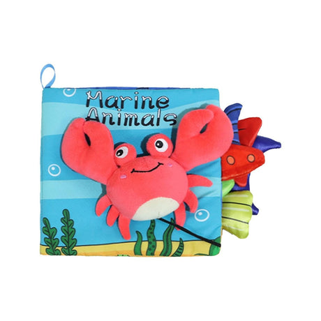 Carte Senzoriala, Vivimall, pentru Bebelusi, 15x16x4 cm, cu Animalute, 3D, Cu Sunete si Fosnete, 0-3 Ani, Model Crab, Multicolor - vivimall.ro