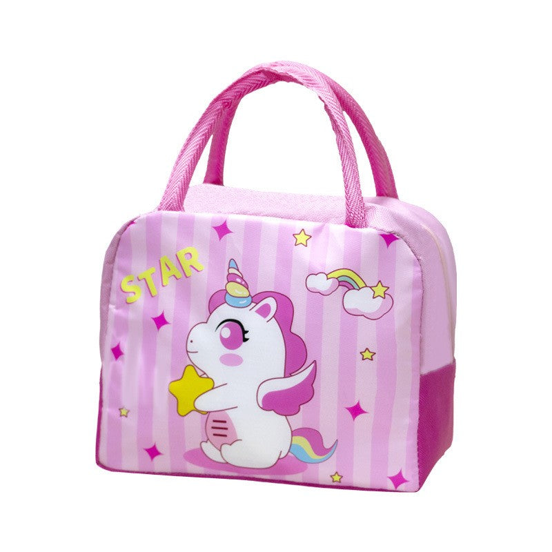Geanta Termoizolanta Pentru Copii, 23X13X19 Cm, Model Imprimeu Unicorn, Din Folie De Aluminiu Si Panza Oxford, Roz - vivimall.ro