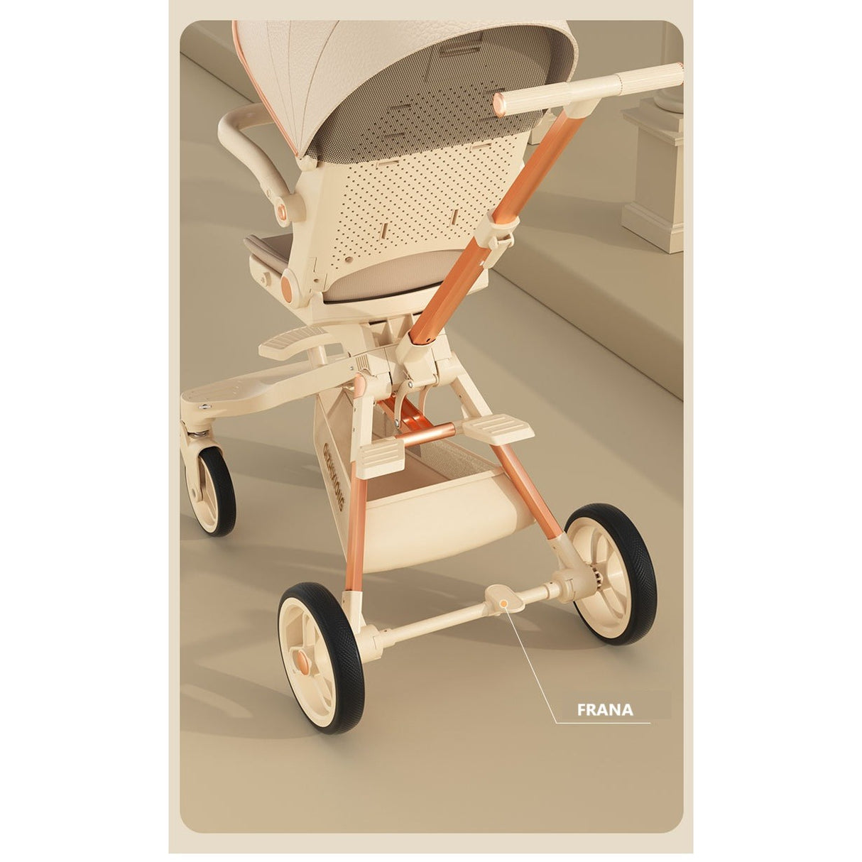 Carucior Sport 3In1, 6-36 Luni, Pliabil, Tavita Pentru Masa, Pat De Dormit, Centura De Siguranta, Roti 360 Grade, Reversibil, Parasolar, Maner Reglabil, Panda, Crem - vivimall.ro