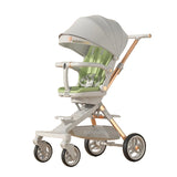 Carucior Sport Vivimall 3in1, 6-36 Luni, Pliabil, Tavita pentru Masa, Pat de Dormit, Centura de Siguranta, Roti 360 Grade, Reversibil, Parasolar, Maner Reglabil, 64 x 35 x 100 cm, Gri/Verde