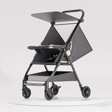 Carut Pliabil, Vivimall, Usor, Compatibil cu Avionul, de Plimbat/Dormit, Parasolar, Cutie Depozitare, Tabla de Masa, 93 x 70 x 40 cm, Negru