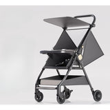 Carut Pliabil, Vivimall, Usor, Compatibil cu Avionul, de Plimbat/Dormit, Parasolar, Cutie Depozitare, Tabla de Masa, 93 x 70 x 40 cm, Negru