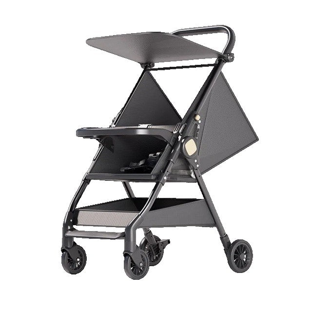 Carut Pliabil, Vivimall, Usor, Compatibil cu Avionul, de Plimbat/Dormit, Parasolar, Cutie Depozitare, Tabla de Masa, 93 x 70 x 40 cm, Negru