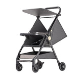 Carut Pliabil, Vivimall, Usor, Compatibil cu Avionul, de Plimbat/Dormit, Parasolar, Cutie Depozitare, Tabla de Masa, 93 x 70 x 40 cm, Negru