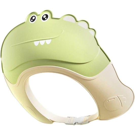 Casca de Dus, Flippy, Previne Scurgerea Apei si Samponului pe Fata, 0-12 Ani, Ajustabila, din TPE+PP, 20 x 23 cm, Model Crocodil, Verde