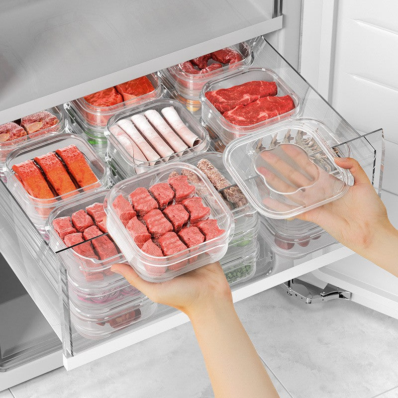 Caserola Alimentara, Cutie Pentru Pastrare A Alimentelor, Cutie Depozitare Pentru Frigider, Sigilata Dreptunghiulara, Din Plastic, 12 X 12 X 4.5 Cm, 350Ml, Transparent - vivimall.ro