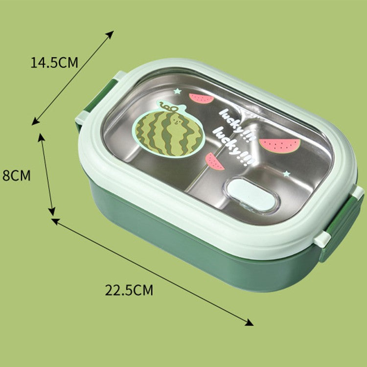 Caserola Container Pentru Pranz, Caserola Lunch Box Pentru Studenti, Din Plastic Pp, Pentru Scoala, Compartiment Metalic In Interior, 22.5 X 14.5 X 8 Cm, Verde - vivimall.ro