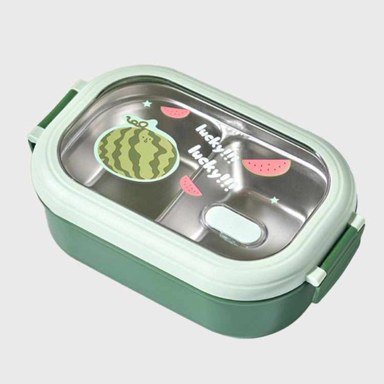 Caserola Container Pentru Pranz, Caserola Lunch Box Pentru Studenti, Din Plastic Pp, Pentru Scoala, Compartiment Metalic In Interior, 22.5 X 14.5 X 8 Cm, Verde - vivimall.ro