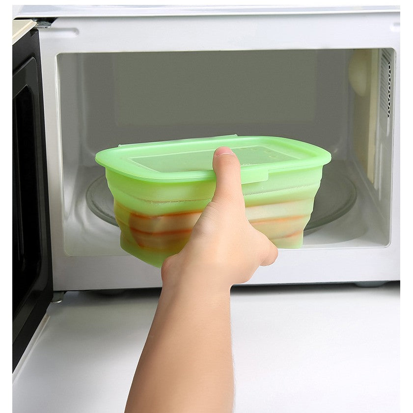 Caserola din Silicon, Vivimall, Pliabila, 1L, 18.8 x 8 x 11.5 cm, Rezistenta Temperaturi Extreme, Verde - vivimall.ro