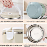 Caserola Pentru Alimente Lunch Box, 700 Ml, Otel Inoxidabil, Maner, Valva Aerisire, Inchidere Etansa, 15 X 8.5 Cm, Albastru - vivimall.ro