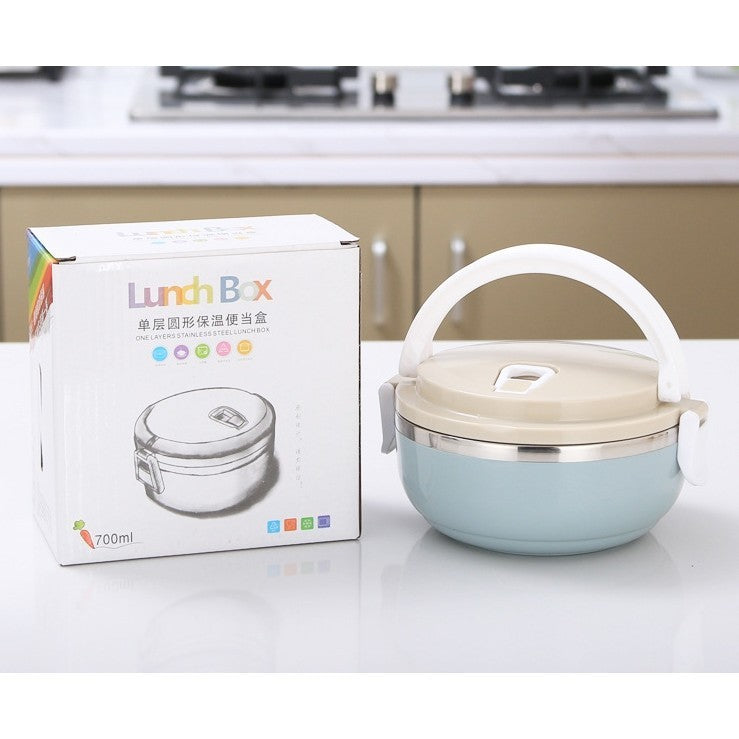 Caserola Pentru Alimente Lunch Box, 700 Ml, Otel Inoxidabil, Maner, Valva Aerisire, Inchidere Etansa, 15 X 8.5 Cm, Albastru - vivimall.ro
