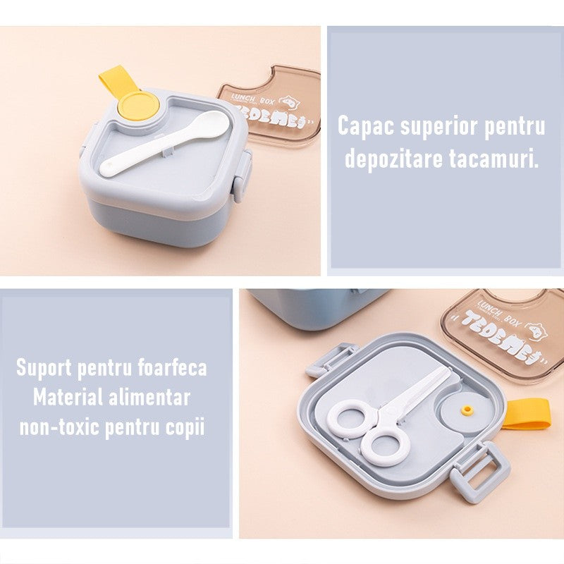 Caserola Pentru Copii Lunch Box, 750 Ml, Doua Boluri, Lingura, Foarfeca Din Plastic, Rezistenta La Scurgeri, Astra - vivimall.ro