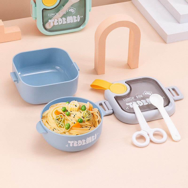 Caserola Pentru Copii Lunch Box, 750 Ml, Doua Boluri, Lingura, Foarfeca Din Plastic, Rezistenta La Scurgeri, Astra - vivimall.ro