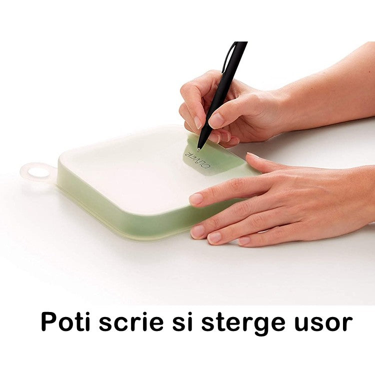 Caserola Pentru Sandwich Din Silicon Si Polipropilena, Portabil, Usor De Curatat, Capac Anti-Scurgere, Reutilizabil, 15.5 X 15.5 X 2.5 Cm, Verde - vivimall.ro