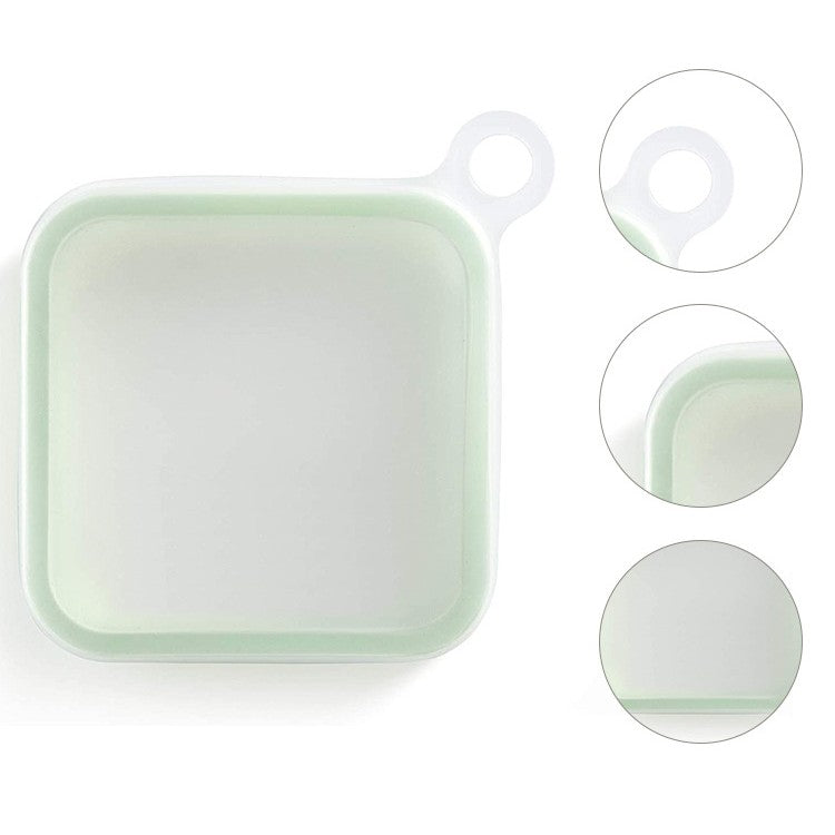 Caserola Pentru Sandwich Din Silicon Si Polipropilena, Portabil, Usor De Curatat, Capac Anti-Scurgere, Reutilizabil, 15.5 X 15.5 X 2.5 Cm, Verde - vivimall.ro