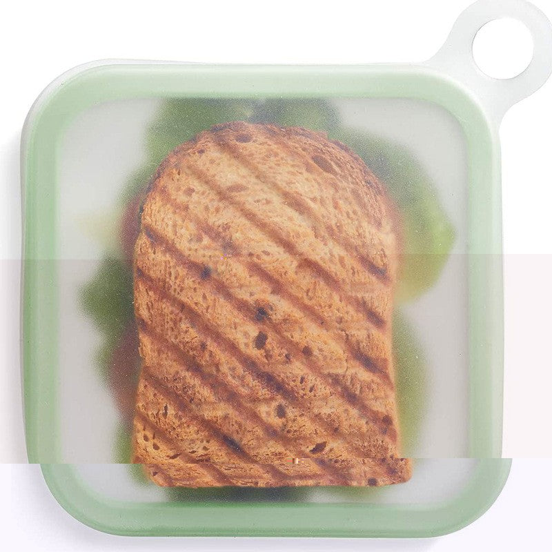 Caserola Pentru Sandwich Din Silicon Si Polipropilena, Portabil, Usor De Curatat, Capac Anti-Scurgere, Reutilizabil, 15.5 X 15.5 X 2.5 Cm, Verde - vivimall.ro