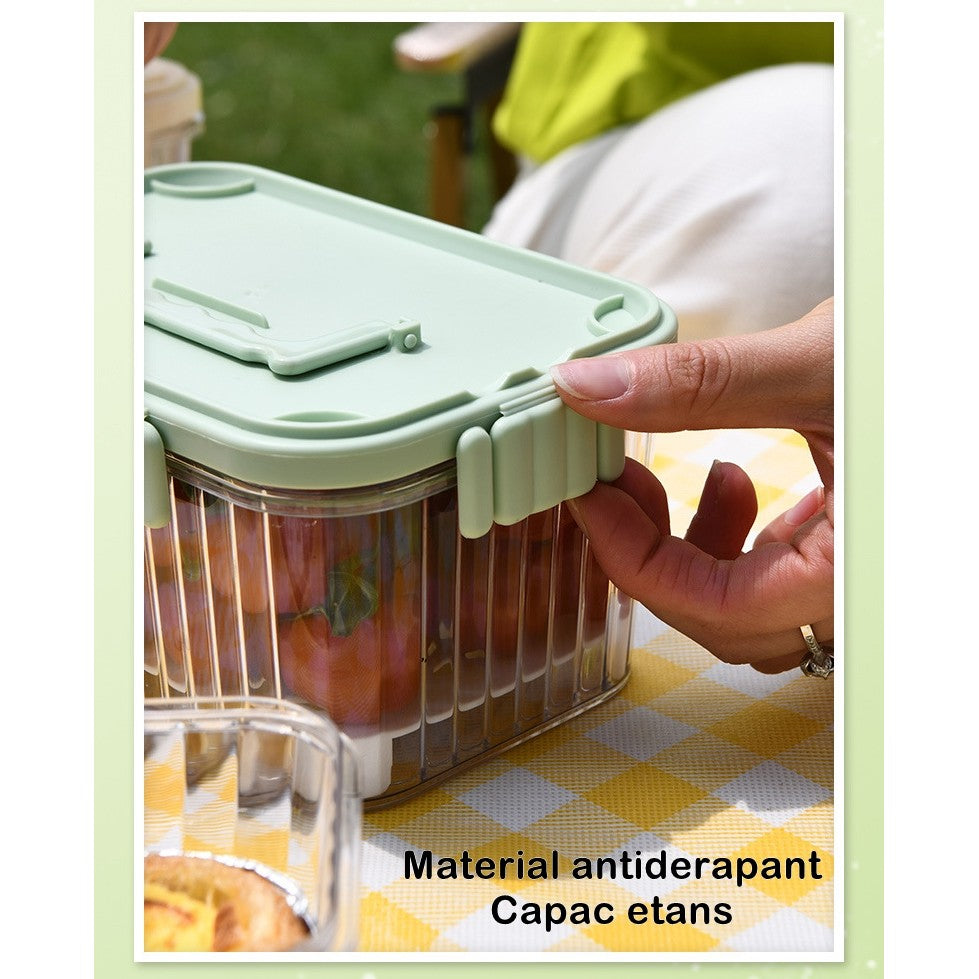 Caserola Portabila Pentru Mancare Fresh 1500 Ml, 2 Furculite,10 X 13.5 X 20 Cm, 2 Capace Detasabile Pentru Congelator, Etans, Spatiu Pentru Tacamuri, Maner, Material Plastic, Rezistent La Temperaturi Ridicate, Transparent - vivimall.ro