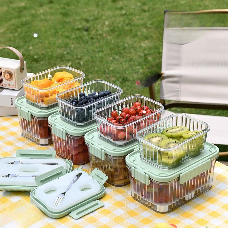 Caserola Portabila Pentru Mancare Fresh 550 Ml, Furculita Pentru Fructe, 7 X 11.5 X 16 Cm, Capac Detasabil Pentru Congelator, Etans, Spatiu Pentru Tacamuri, Maner, Material Plastic, Rezistent La Temperaturi Ridicate, Transparent - vivimall.ro