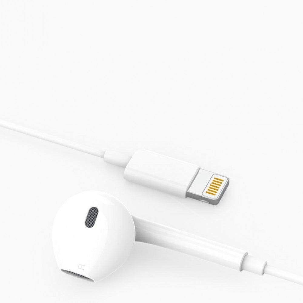 Casti Audio cu Microfon si cu Port Lightning WUW-R32 compatibile iPhone, Alb - vivimall.ro