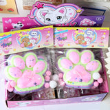 Jucarie Antistres Squishy, Vivimall, cu Revenire Lenta, Model Labuta de Pisica YY1005, 220g, 12.5 x 10.5 cm, Squeeze Pinch Family, Ambalaj Transparent, Roz-Curcubeu - vivimall.ro