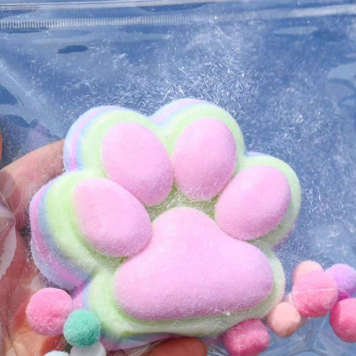 Jucarie Antistres Squishy, Cu Revenire Lenta, 220G, Squeeze Pinch Family, Ambalaj, Roz Curcubeu