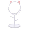 Oglina Cosmetica Cu Picior, Hd, Rotire 360 Grade, 15 Cm Diametru, Suport Bijuterii Baza Rotunda + 2 Brate, Model Cu Urechi, 31 X 14.5 X 15 Cm, Din Plastic, Alb - vivimall.ro