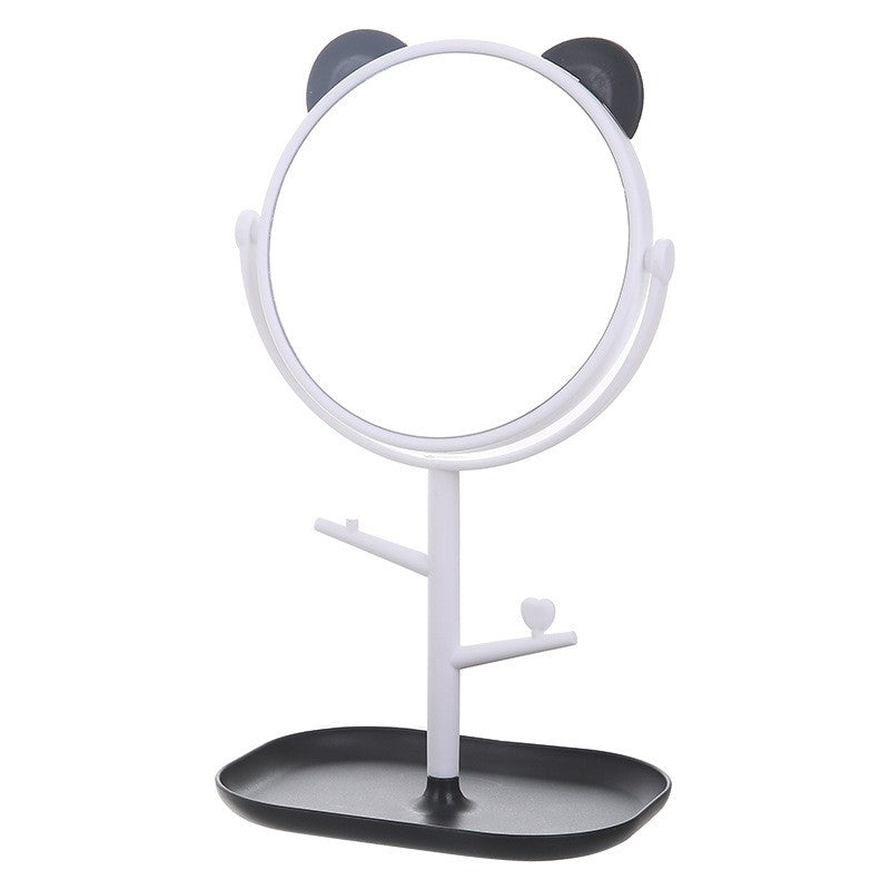 Oglina Cosmetica Cu Picior, Hd, Rotire 360 Grade, 15 Cm Diametru, Suport Bijuterii Baza + Brate, Model Cu Urechi, 30 X 16.5 X 15 Cm - vivimall.ro