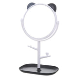 Oglina Cosmetica Cu Picior, Hd, Rotire 360 Grade, 15 Cm Diametru, Suport Bijuterii Baza + Brate, Model Cu Urechi, 30 X 16.5 X 15 Cm - vivimall.ro